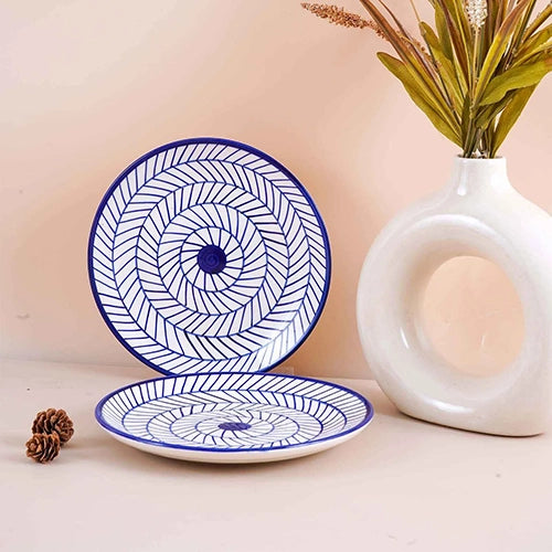 Indigo Chevron Ceramic Quarter Plate