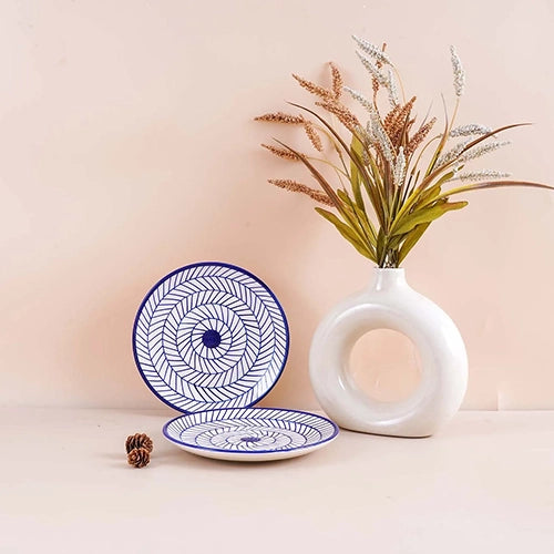 Indigo Chevron Ceramic Quarter Plate