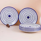 Indigo Chevron Ceramic Quarter Plate Set of 6 (7 Inch)