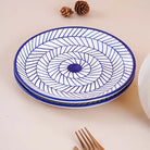 Indigo Chevron Ceramic Quarter Plate Set of 6 (7 Inch)