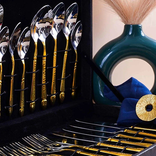 Elegant Gold and Silver Cutlery Set