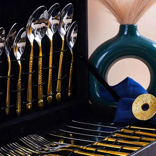 Elegant Gold and Silver Cutlery Set