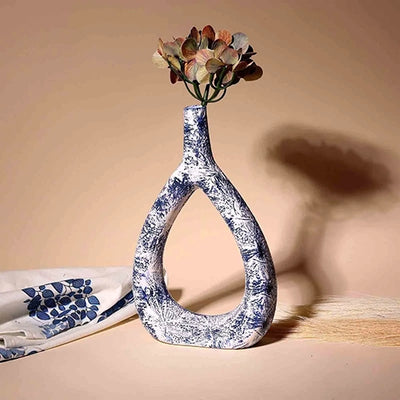 Deep Blue Textured Triangle Vase