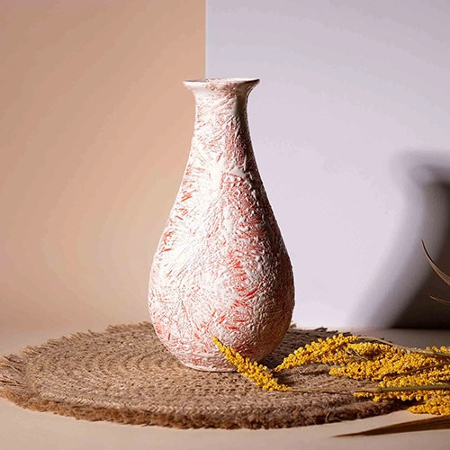 Rustic Red Textured Bottle Vase