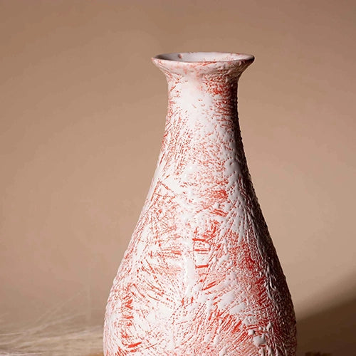 Rustic Red Textured Bottle Vase