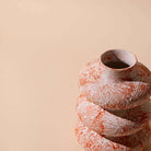 Burnt Orange Tri-Ring Ceramic Vase