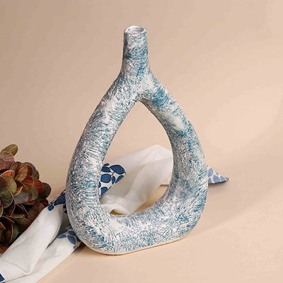 Teal Textured Triangle Vase