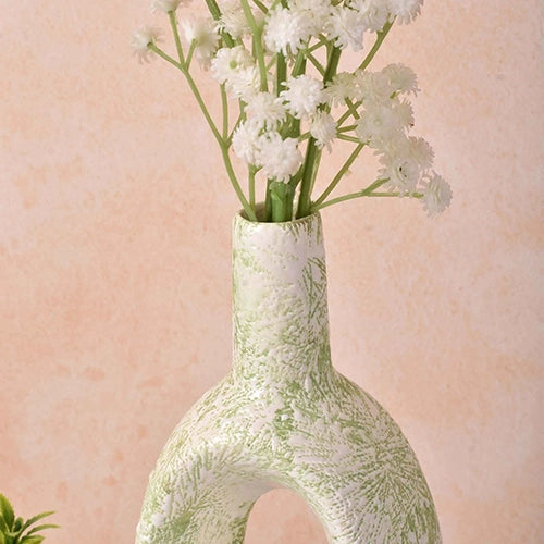 Ceramic Pastel Green Hollow Flower Vase