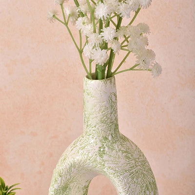 Ceramic Pastel Green Hollow Flower Vase