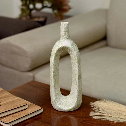Ceramic Pastel Green Hollow Flower Vase