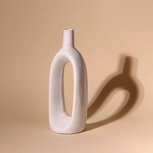White Glossy Hollow Vase