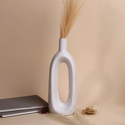 White Glossy Hollow Vase