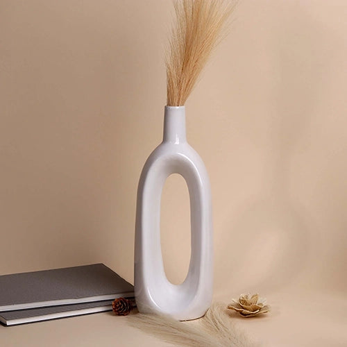 White Glossy Hollow Vase