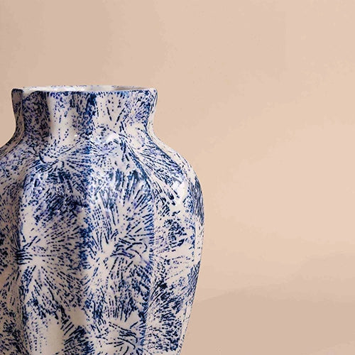 Indigo Scalloped Textured Vase