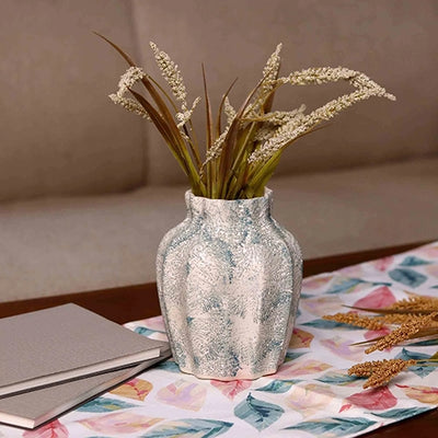Teal Scalloped Textured Vase