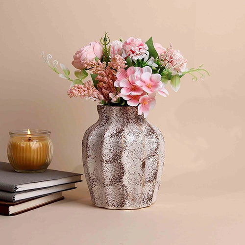 Brownish Scalloped Textured Vase