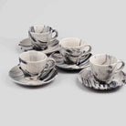 Opulent Marble-Inspired Cup and Saucer (Set of 4)
