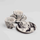 Opulent Marble-Inspired Cup and Saucer (Set of 4)