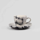 Opulent Marble-Inspired Cup and Saucer (Set of 4)