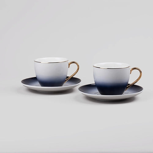 Luxury Blue Porcelain Tea Cup Set of 2