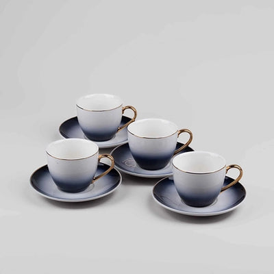 Luxury Blue Porcelain Tea Cup Set of 4
