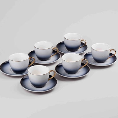 Luxury Blue Porcelain Tea Cup Set of 6