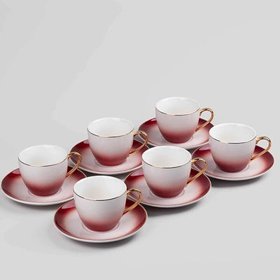 Regal Red Porcelain Cup and Saucer