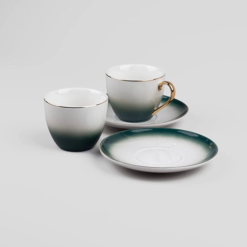 Opulent Gold Trim Cup and Saucer (Set of 4)