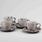 Marble Elegance Coffee Cup and Saucer Set of 4