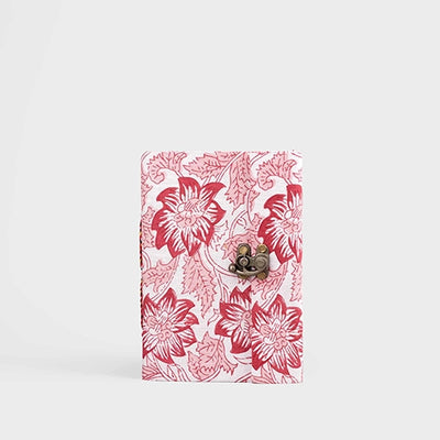 Red Floral Diary with Lock (7x5inch)