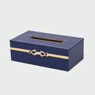 Blue Leather Desk Organiser Set