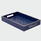 Blue Leather Desk Organiser Set