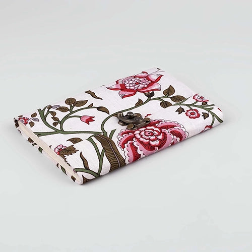 White Red Floral Diary with Lock (7x5inch)