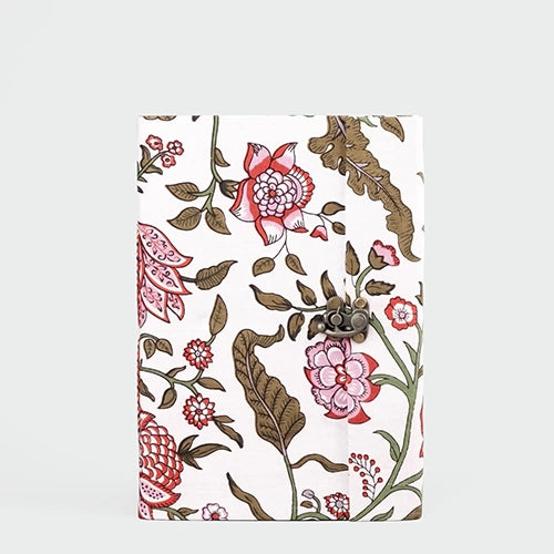 Chic White Red Floral Locking Diary (8x6inch)