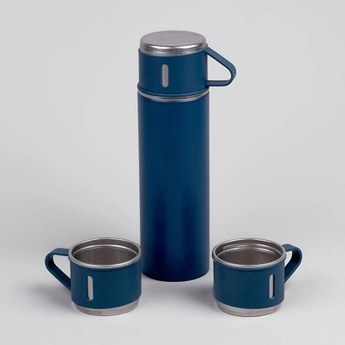 Premium Blue Stainless Steel Thermos Flask Set