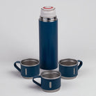 Premium Blue Stainless Steel Thermos Flask Set
