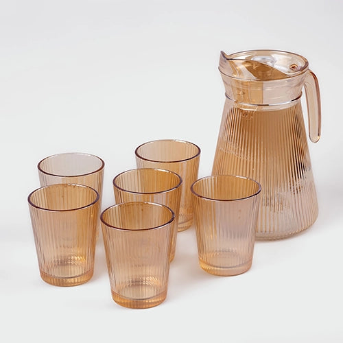 Amber-Tinted Glass Jug Set
