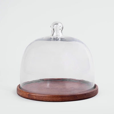 Glass Cloche with Wooden Base
