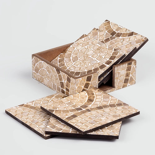 Premium Brick Pattern Wooden Coasters (Set of 6)