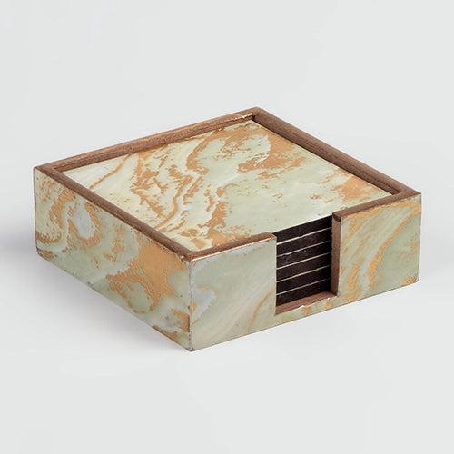 Chic Gold Foil Wooden Coasters (Set of 6)