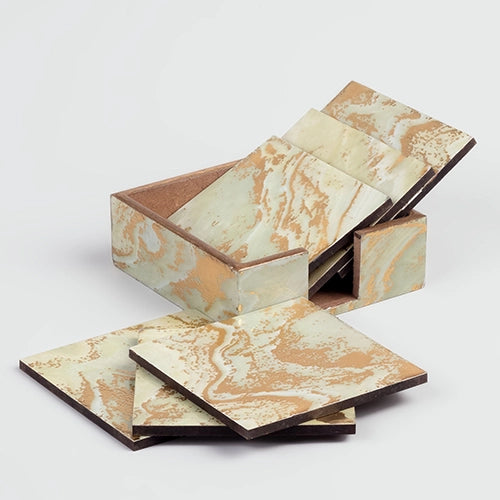 Chic Gold Foil Wooden Coasters (Set of 6)