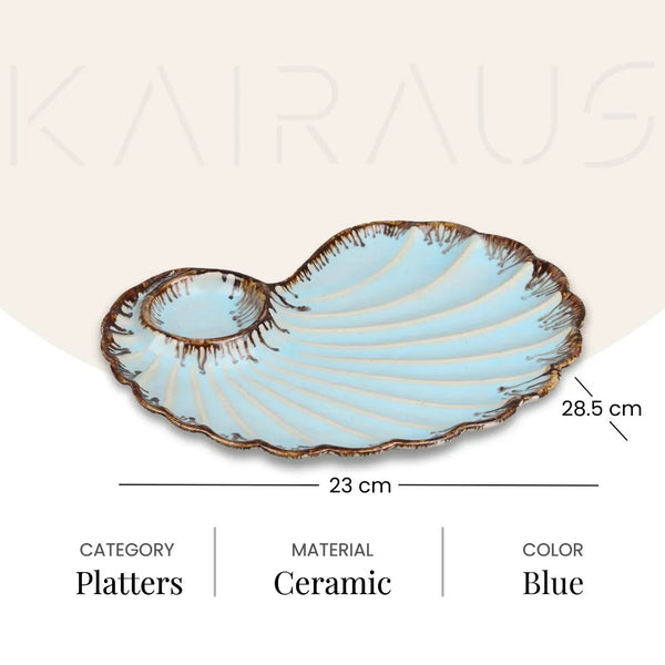 Antique Sky Blue Shell Platter