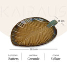 Beige & Blue Leaf Serving Platter