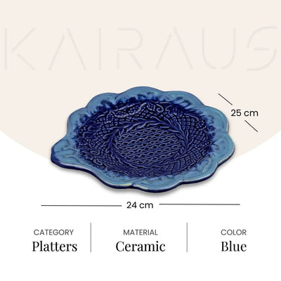 Embroidered Navy Blue Platter