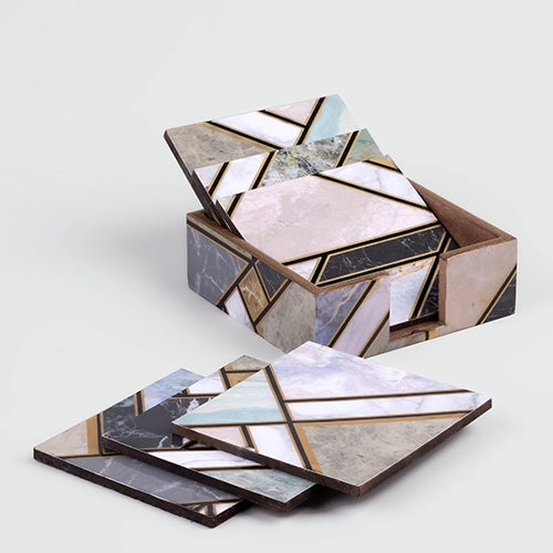 Luxury Shades of Green Square Coasters (Set of 6)