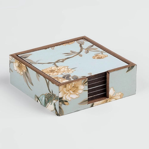 Premium Floral Elegance Glossy Coasters (Set of 6)