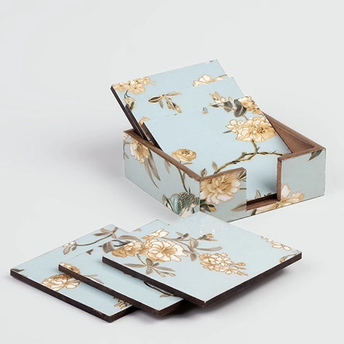 Premium Floral Elegance Glossy Coasters (Set of 6)