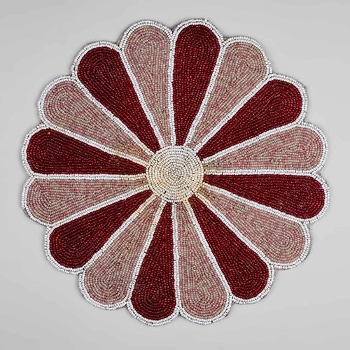 Red And White Flower-Shaped Mat