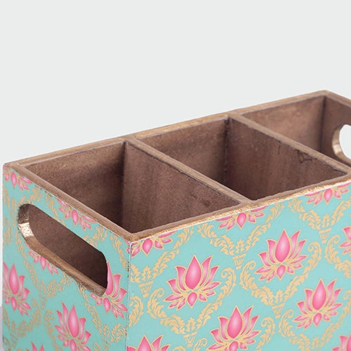 Lotus Printed Cutlery Organizer