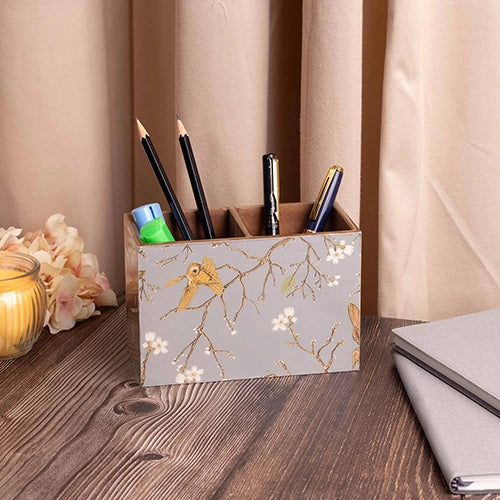 Grey Floral Pen Stand